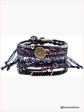 Braided Beaded Charm Bracelet Stackable Waterproof Jewelry for Women